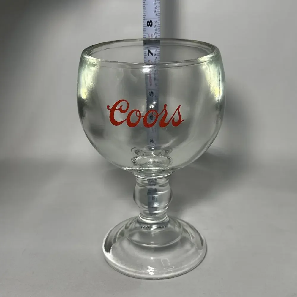 Vintage Coors Beer Heavy (2.5 Lbs) glass goblet Man Cave Barware 7.5x4.5” 16 oz